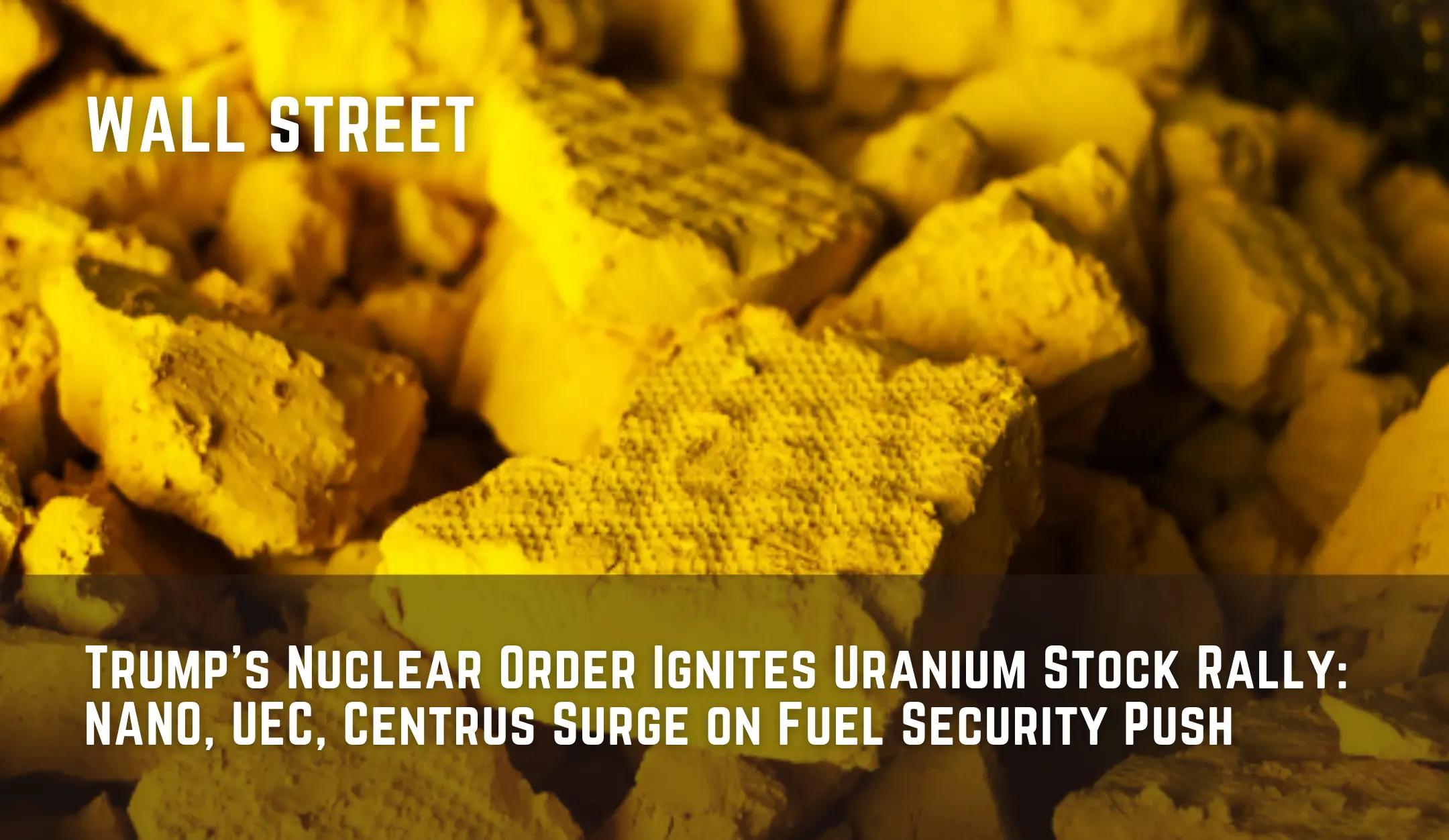 Trump’s Nuclear Order Ignites Uranium Stock Rally: NANO, UEC, Centrus Surge on Fuel Security Push